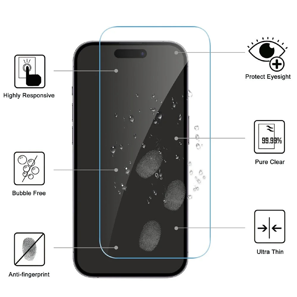 LAJABONI 2Pcs For iPhone 17 Pro Max HD Clear Screen Protector Anti-blue-ray Not Complete Covering Tempered Glass Screen Film - Transparent - 2