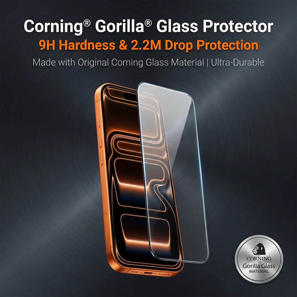 For iPhone 15 Pro Corning Gorilla Glass Full Screen Protector 9H Hardness Anti-Fingerprint Silk Printing Film - Transparent - 4