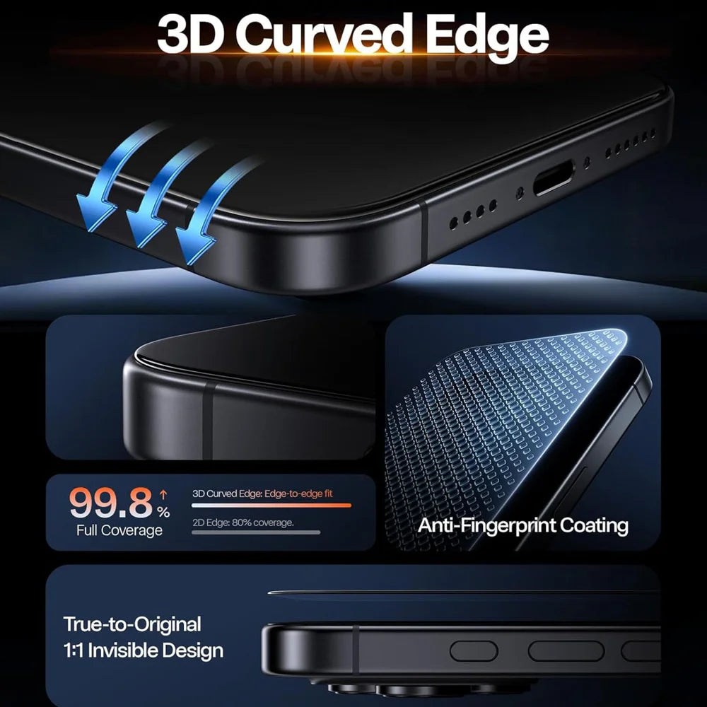 For iPhone 13 Pro Corning Gorilla Glass Full Screen Protector 9H Hardness Anti-Fingerprint Silk Printing Film - Transparent - 6