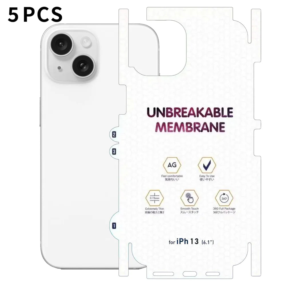 For iPhone 13 5Pcs Back Screen Protector Full Coverage Matte TPU Hydrogel Film - Transparent - 1