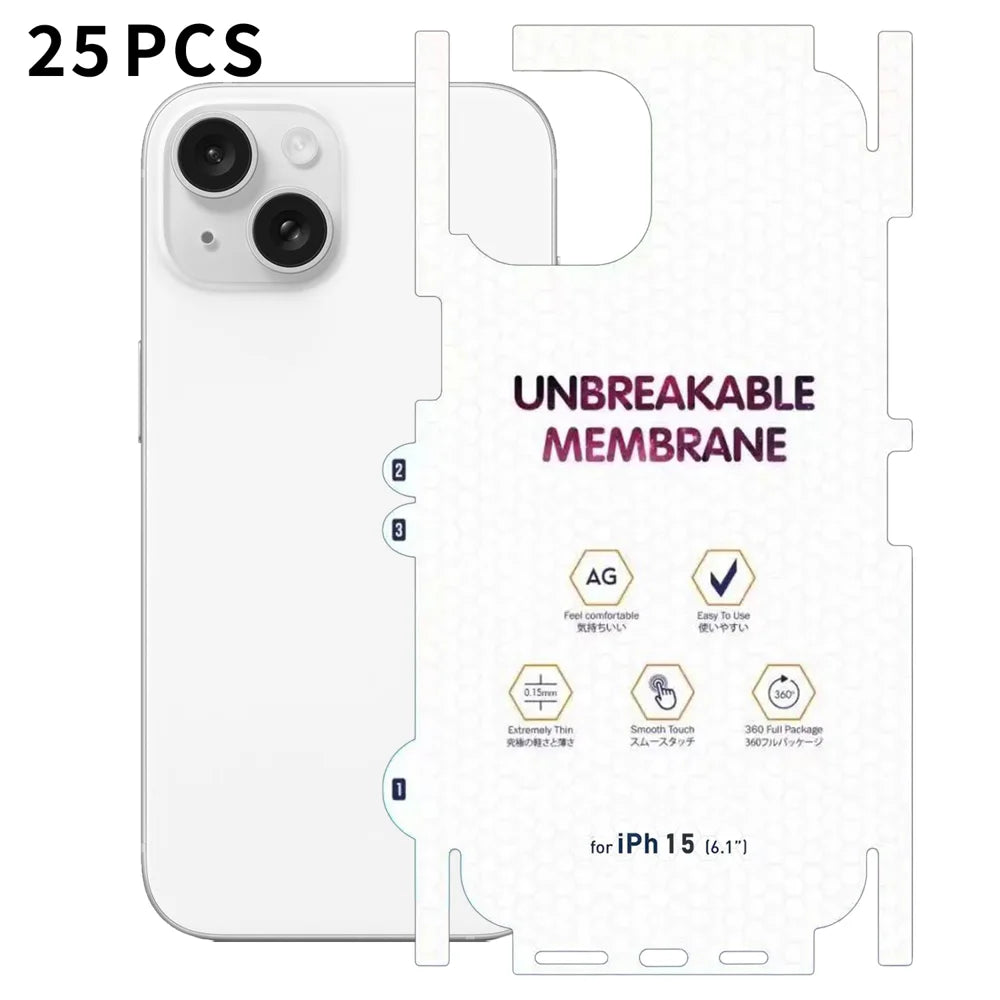 For iPhone 15 25Pcs Back Screen Protector Full Coverage Matte TPU Hydrogel Film - Transparent - 1