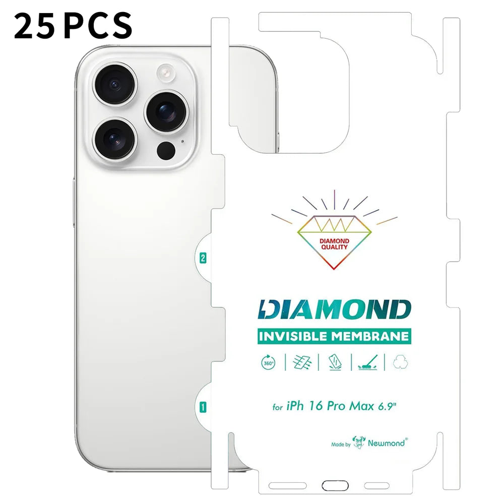 For iPhone 16 Pro Max 25Pcs TPU Hydrogel Film Invisible Self-Healing Anti-Fingerprint Full Cover Back Protector - Transparent - 1