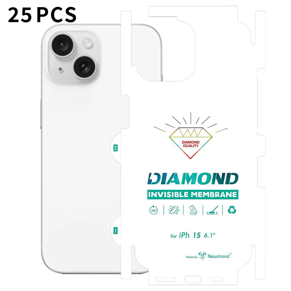 For iPhone 15 25Pcs TPU Hydrogel Film Invisible Self-Healing Anti-Fingerprint Full Cover Back Protector - Transparent - 1