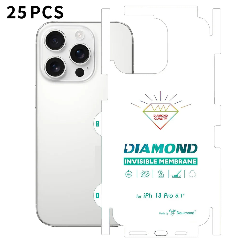 For iPhone 13 Pro 25Pcs TPU Hydrogel Film Invisible Self-Healing Anti-Fingerprint Full Cover Back Protector - Transparent - 1