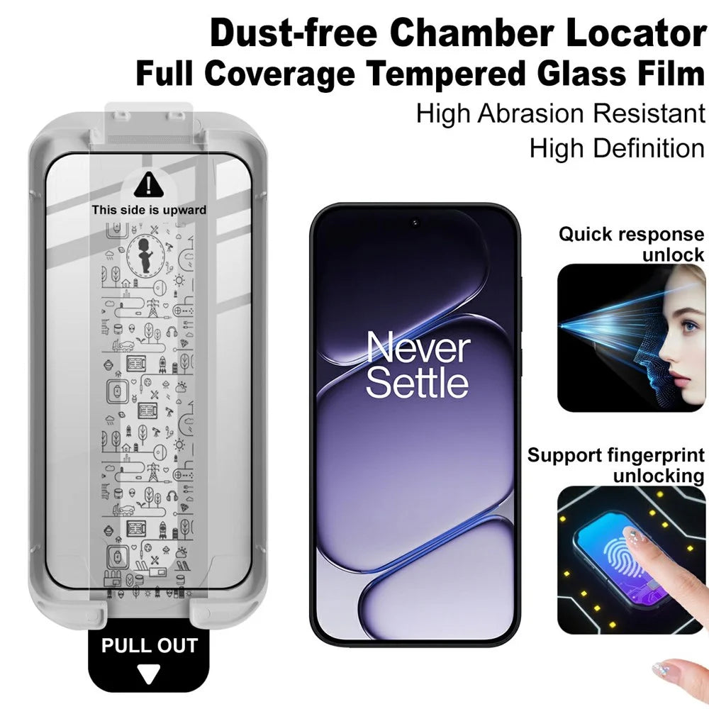 IMAK Tempered Glass For OnePlus Nord 6 5G  /  Turbo 6 5G Full Screen Protector Full Glue Film with Dust-free Installation Tool (Fingerprint Unlock) - Black - 3
