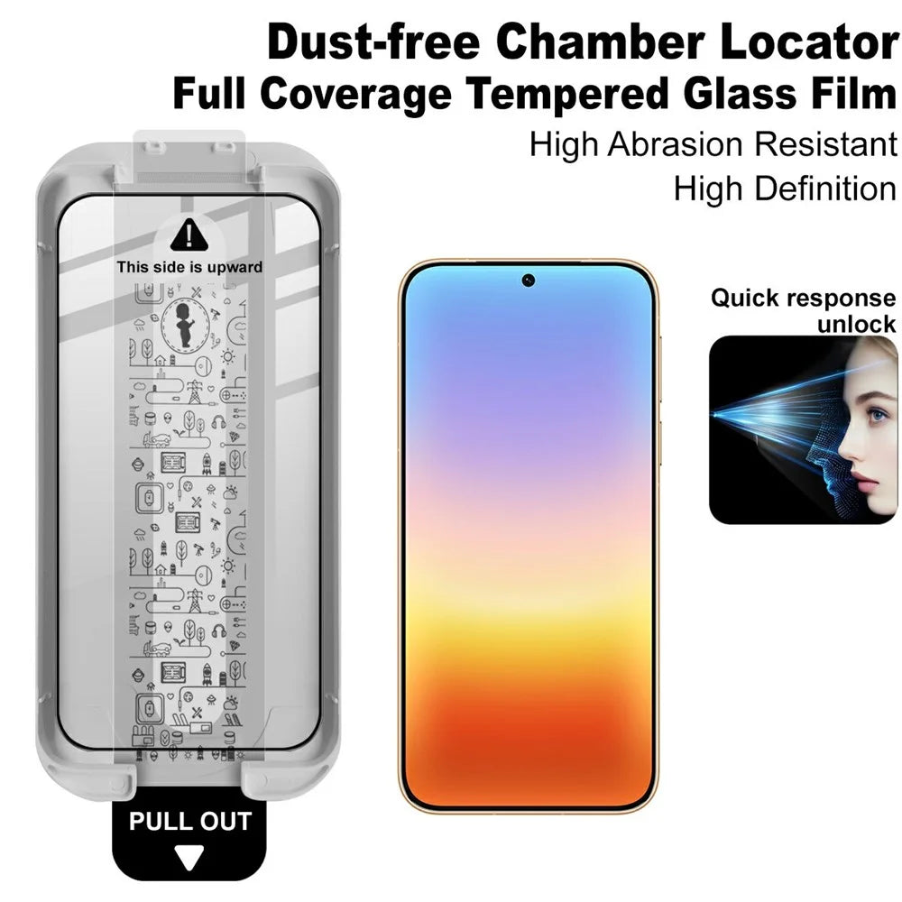 IMAK 3Pcs Tempered Glass For Huawei Pura 90s Pro 5G / Pura 90 Pro Full Screen Protector Full Glue Film with Dust-free Installation Tool (Fingerprint Unlock) - Black - 3