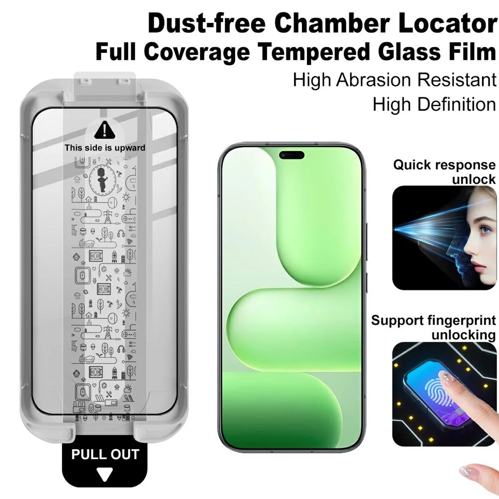 IMAK 3Pcs Tempered Glass For Honor 600 Lite 5G  /  X80i 5G Full Screen Protector Full Glue Film with Dust-free Installation Tool (Fingerprint Unlock) - Black - 3