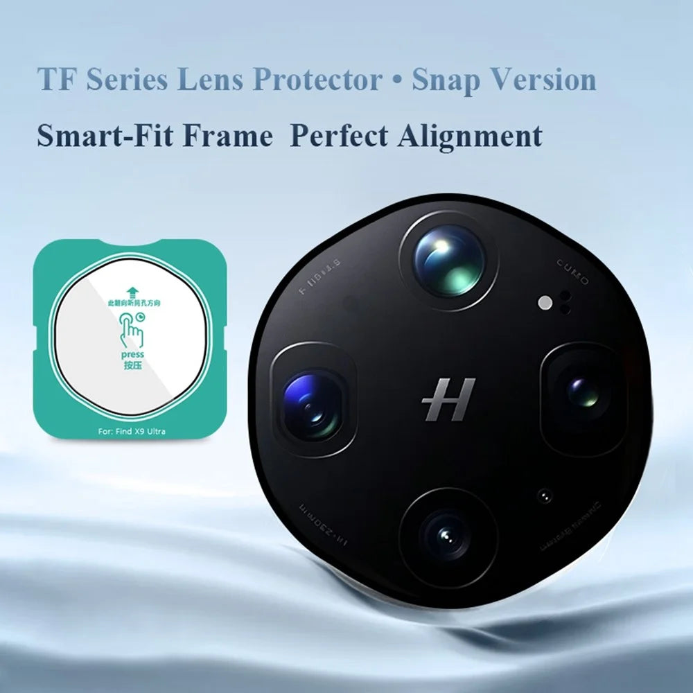 LEREACH 2Pcs for Oppo Find X8 Pro 5G Camera Lens Protector Full Cover High Aluminium-silicon Glass Lens Film with Auto-Align Installation Frame - Transparent with Black Circle - 2
