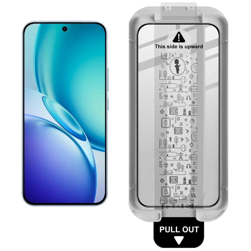 IMAK 3Pcs For vivo Y600 Pro 5G Tempered Glass Full Screen Protector Full Glue Film with Dust-free Installation Tool (Fingerprint Unlock) - Black - 3