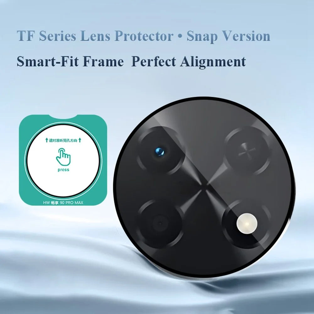LEREACH 2Pcs for Huawei Enjoy 90 Pro Max / nova 15 Max Camera Lens Protector Full Cover High Aluminium-silicon Glass Lens Film with Auto-Align Installation Frame - Transparent with Black Circle - 2