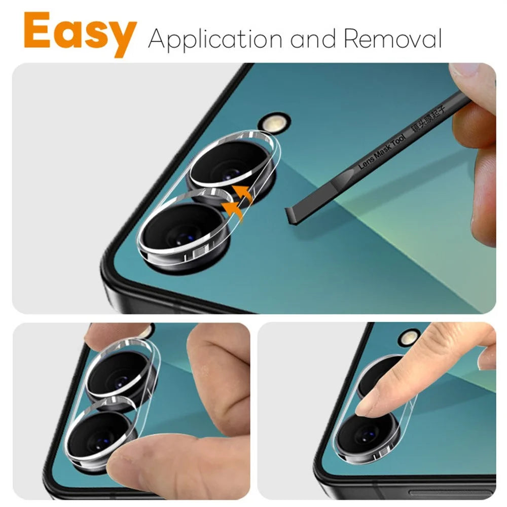 NORTHJO 2Pcs For Samsung Galaxy Z Flip8 Tempered Glass Camera Lens Protector Clear 3D Integrated Full Coverage - Transparent - 4
