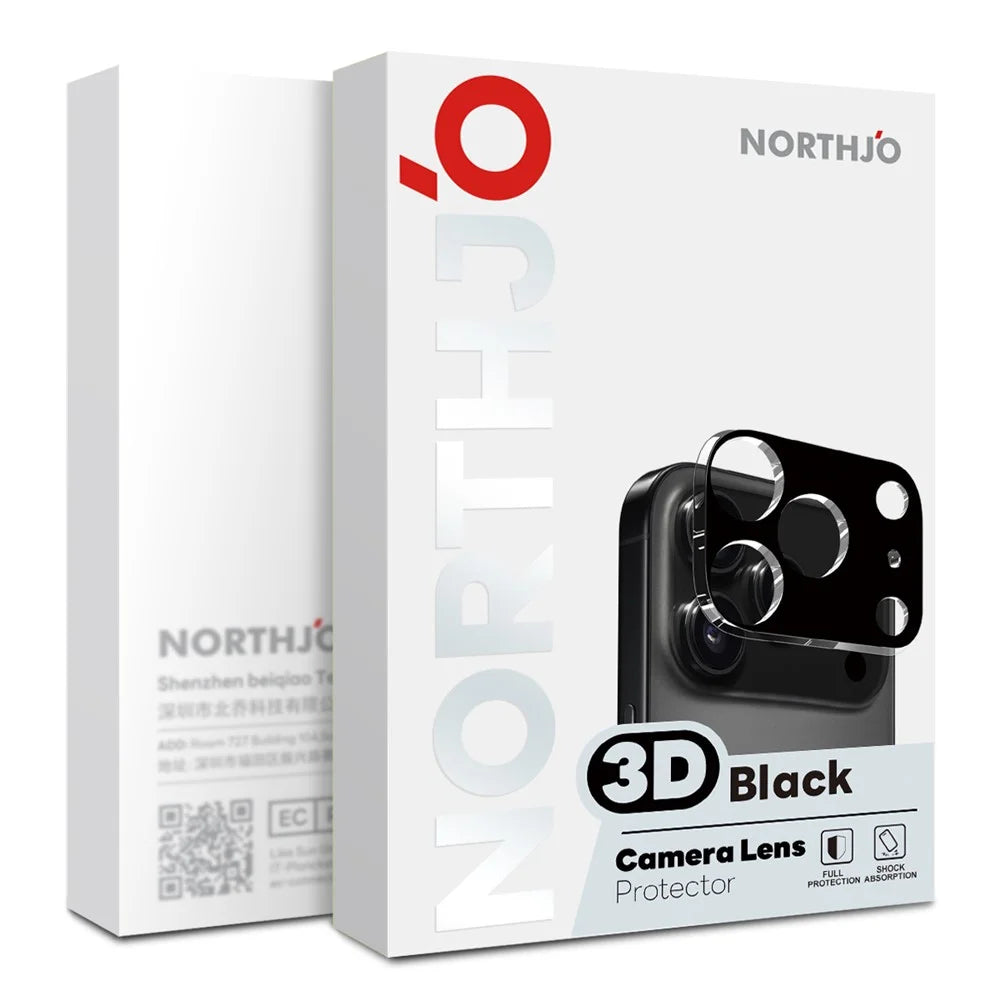 NORTHJO For Samsung Galaxy S26 FE Camera Lens Protector Silk Printing 3D Clear Full Screen Tempered Glass Lens Film - Black - 5