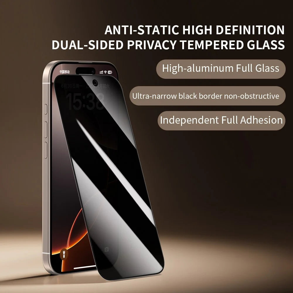 ZGA for iPhone 17 Anti-spy Screen Protector 3D Full Coverage Anti-static High Aluminum-Silicon Glass Film - Black - 2