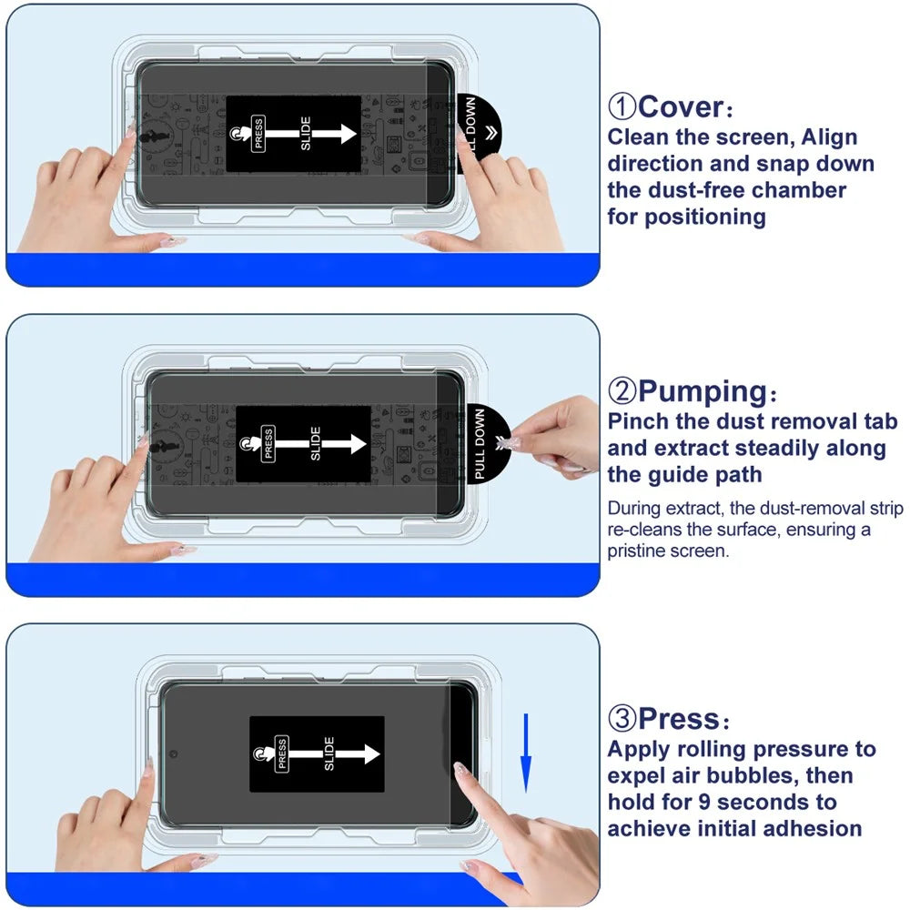 IMAK H Series For vivo Y600 Pro 5G Tempered Glass Screen Protector Easy Installation Film with Auto Dust-Remove Tool - Transparent Kit (NOT Complete Covering) (Fingerprint Unlock) - 7