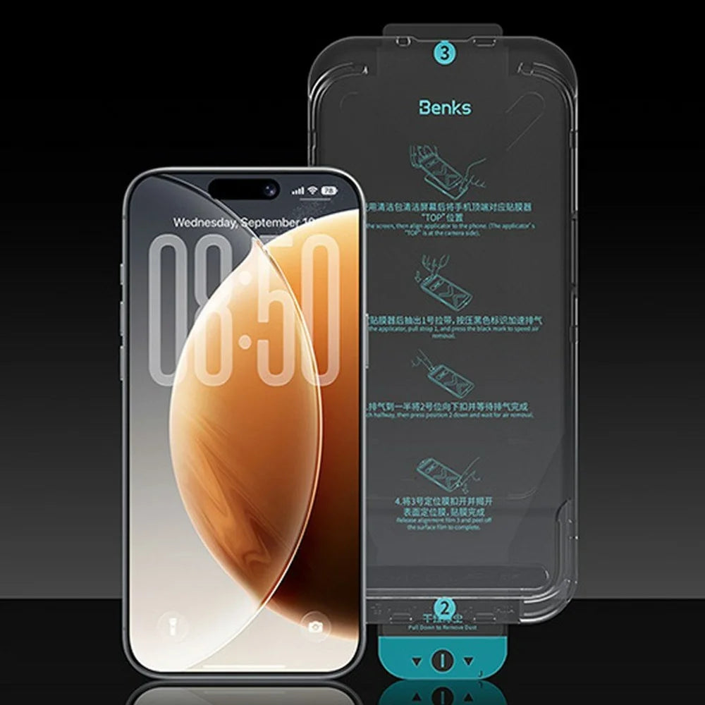 BENKS for iPhone 17 Pro Max Screen Protector Lithium Aluminium-silicon Glass AR Anti-Reflective Film - 1