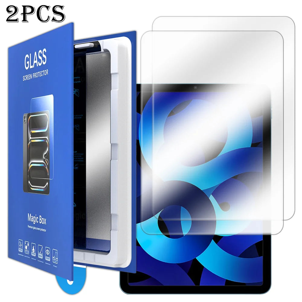 For iPad Air (2020) / iPad Air (2022) 2Pcs Screen Protector Ultra Clear Tempered Glass Film with Dust-Free Installation Tool - Transparent - 1