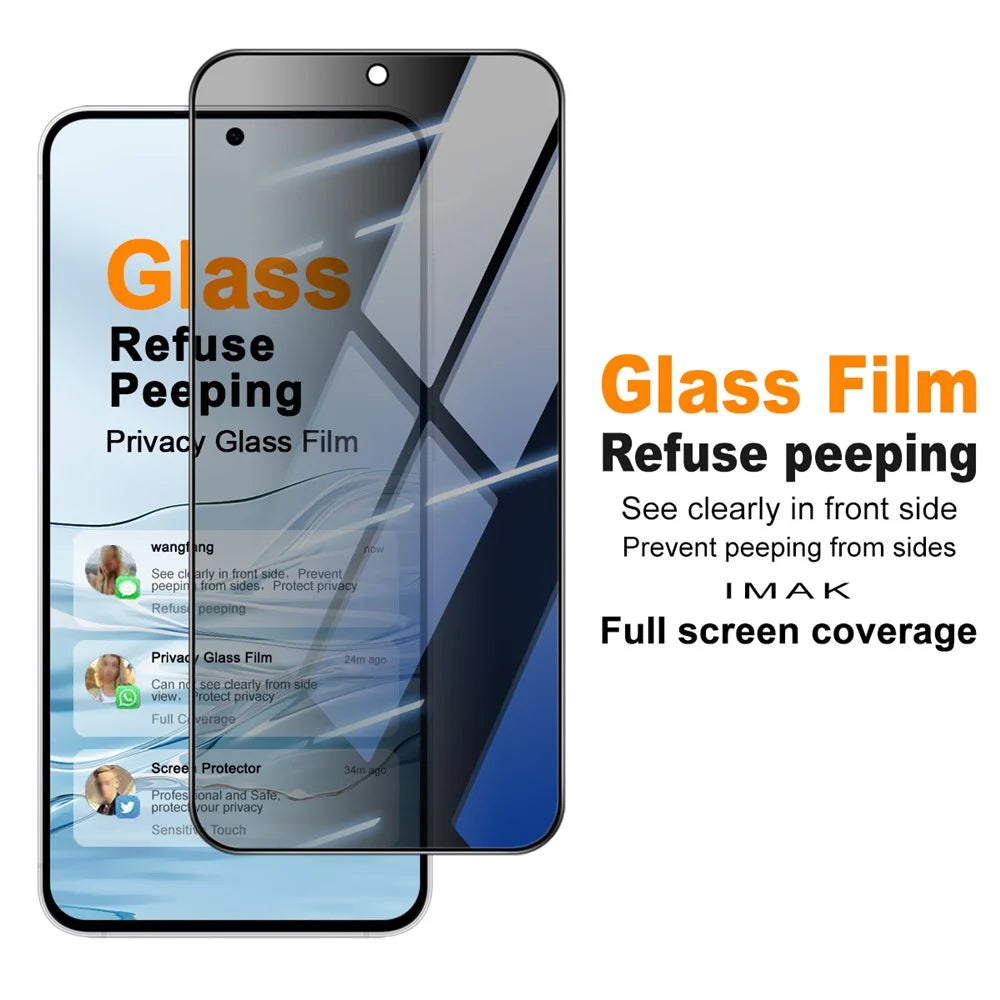 IMAK For Samsung Galaxy S25 FE  /  S26 FE  /  A37 5G  /  A57 5G Privacy Screen Protector Anti Peep Full Cover Tempered Glass Film (Fingerprint Unlock) - Black - 2