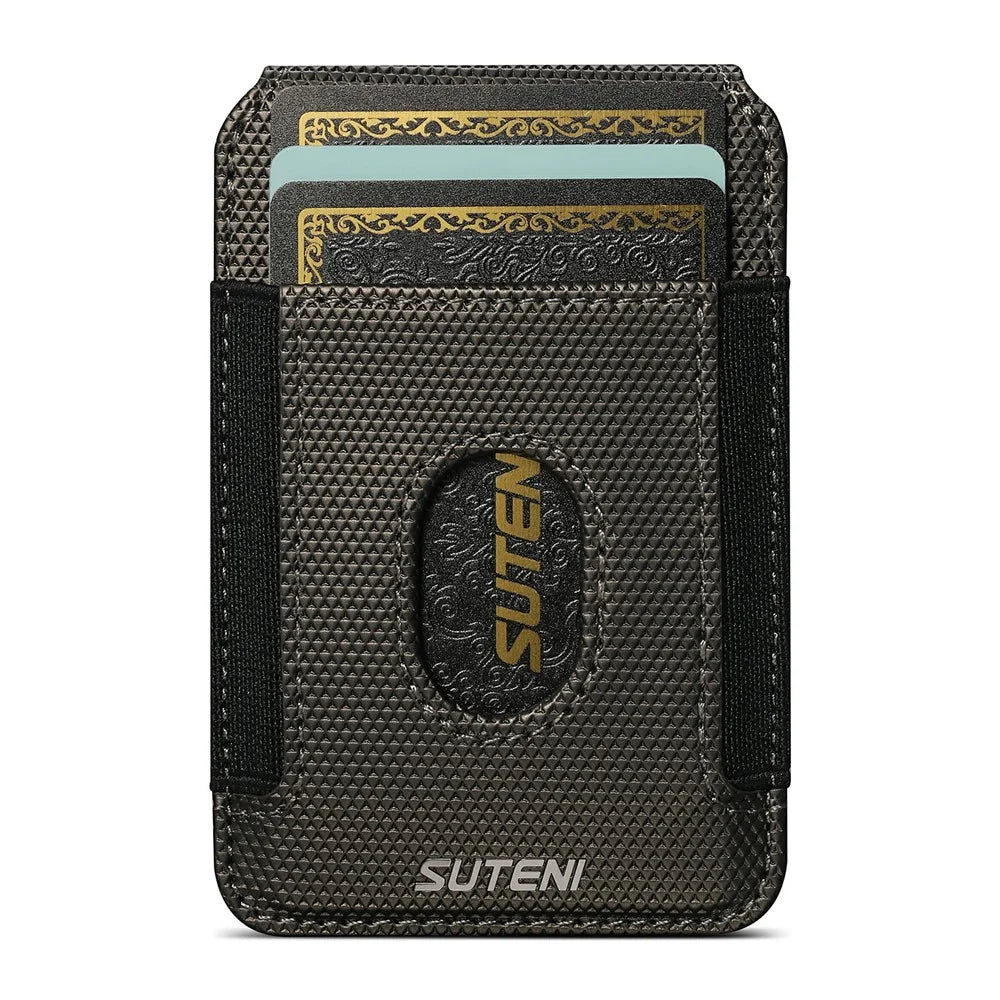 SUTENI S6 Magnetic Card Holder RFID Blocking PU Leather Phone Stand Wallet with Built-in Pivot - Grey - 3