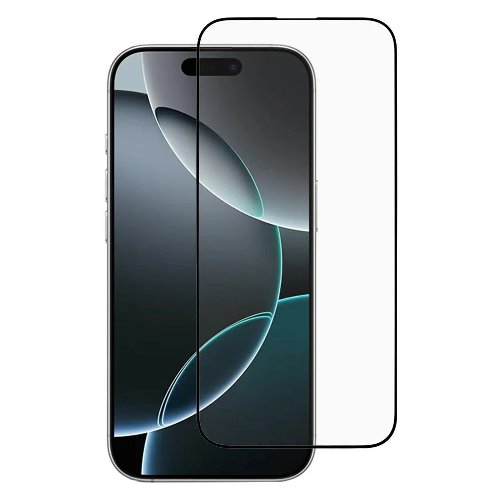For iPhone 18 Pro / 17 Pro Screen Protector Silk Print Full Glue 9D Tempered Glass Film - Black - 1