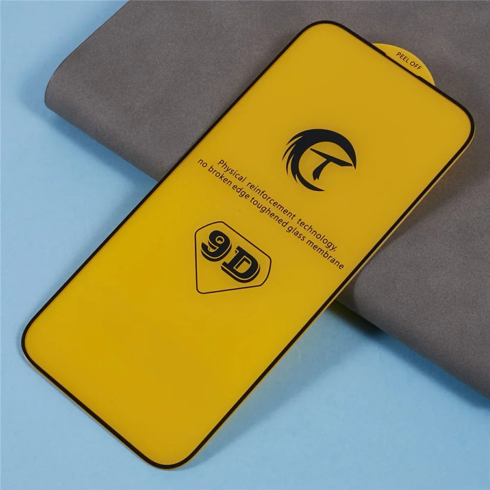 For iPhone 18 Pro / 17 Pro Screen Protector Silk Print Full Glue 9D Tempered Glass Film - Black - 3