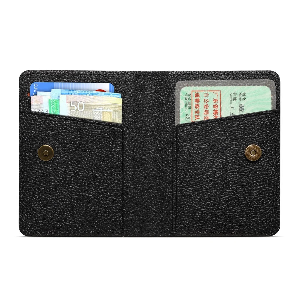 DENIOR V28 PU Leather Wallet for iPhone , Magnetic Card Holder Case Phone Back Cash Pocket - Black - 4