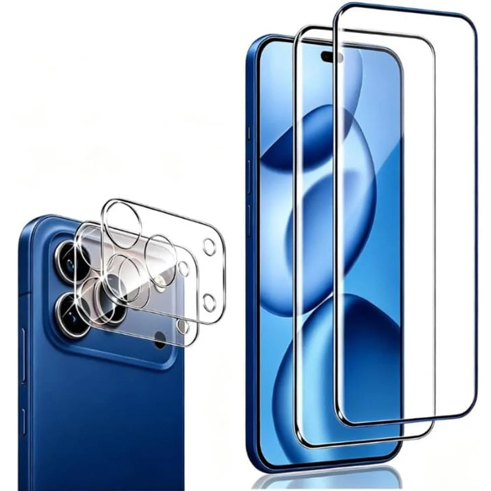 2Pcs For iPhone 18 Pro Screen Protector 2.5D Arc Edge High Clarity Tempered Glass Film with Camera Lens Film - Transparent - 1