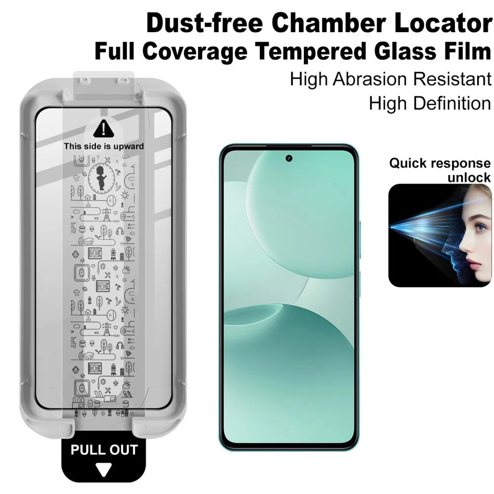 IMAK Tempered Glass For OnePlus Nord CE6 Lite 5G  /  Realme P4x 5G Full Screen Protector Full Glue Film with Dust-free Installation Tool - Black - 3