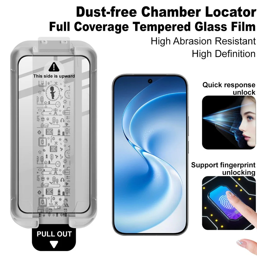 IMAK 3Pcs For vivo S60 5G  /  S60 Vitality Tempered Glass Full Screen Protector Full Glue Film with Dust-free Installation Tool - Black - 3