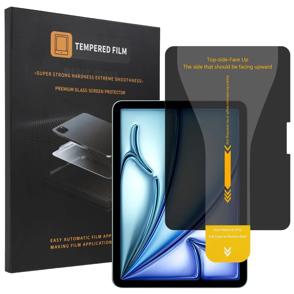 For iPad Air 13 (2026)  /  (2025)  /  (2024) Privacy Full Screen Protector Anti-Spy Tempered Glass Flim with Dust-free Installation Tool - Black - 1