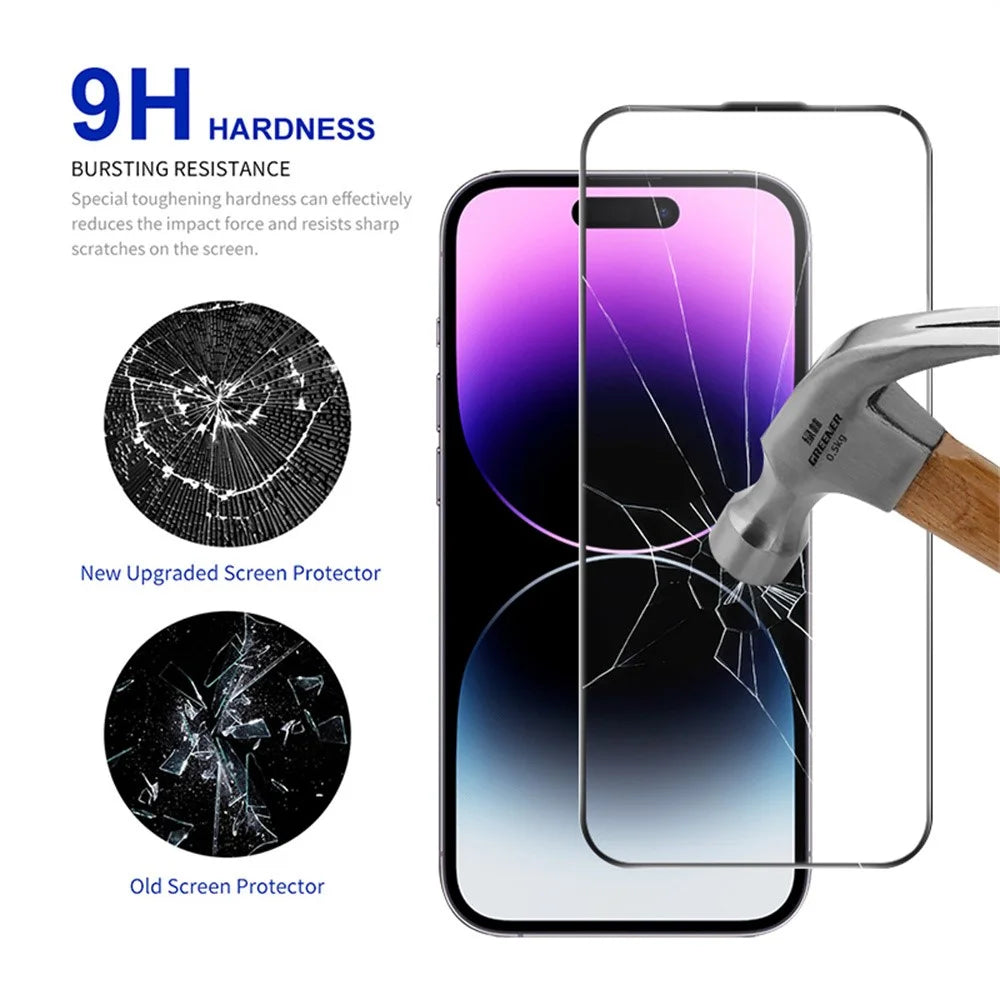 RURIHAI For iPhone 14 Pro Max Full Screen Protector AR Anti-Reflective HD Clear Tempered Glass Flim - Transparent - 3