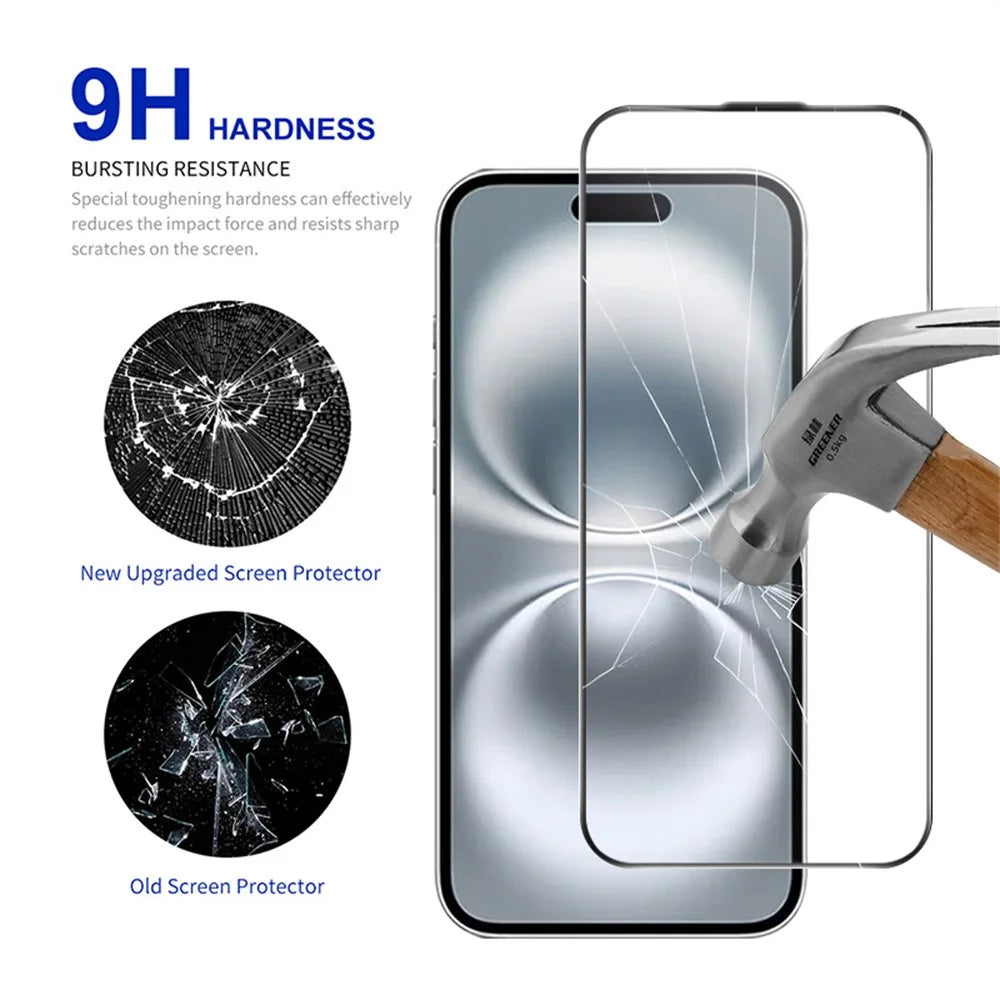 RURIHAI For iPhone 15 Plus  /  16 Plus Full Screen Protector AR Anti-Reflective HD Clear Tempered Glass Flim - Transparent - 3