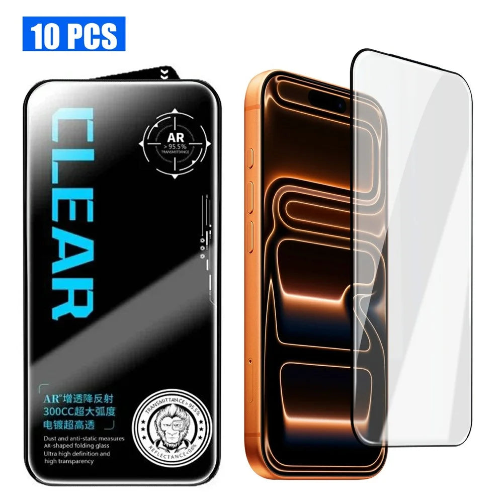 10Pcs for iPhone 17 Pro Max Screen Protector AR Anti-Reflection High Aluminium-silicon Glass Silk Printing Clear Film - 1