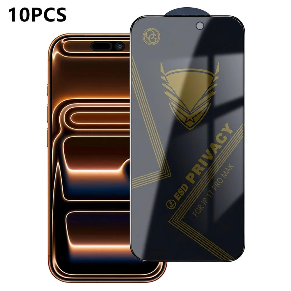 10Pcs for iPhone 17 Pro Max Privacy Screen Protector 28° Anti-Spy Anti-Static High Aluminium-silicon Glass Film - 1