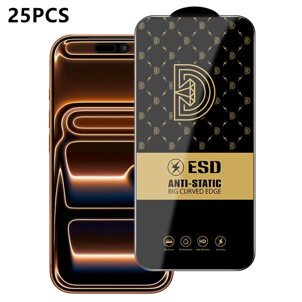 25Pcs for iPhone 17 Pro Max Screen Protector Anti-static Silk Printing Medium Alumina Glass HD Clear Film - 1