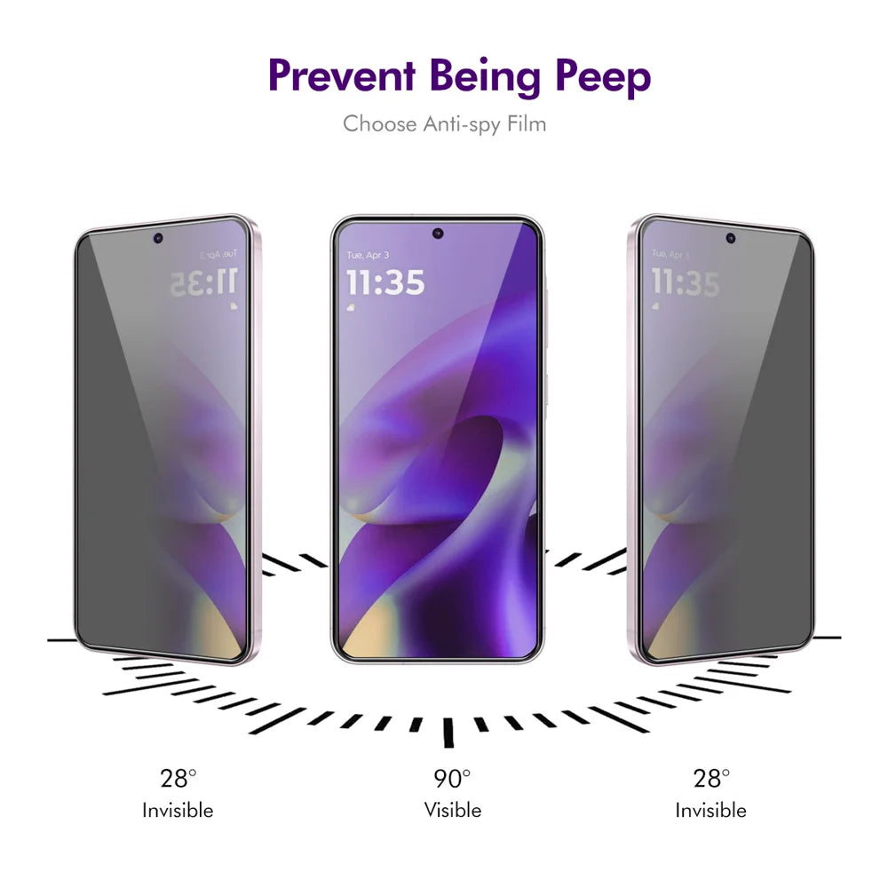 HAT PRINCE for Motorola Edge (2026) Privacy Screen Protector ENKAY Hat-Prince Full Glue Full Coverage 28-degree Anti-Spy Tempered Glass - Black - 3