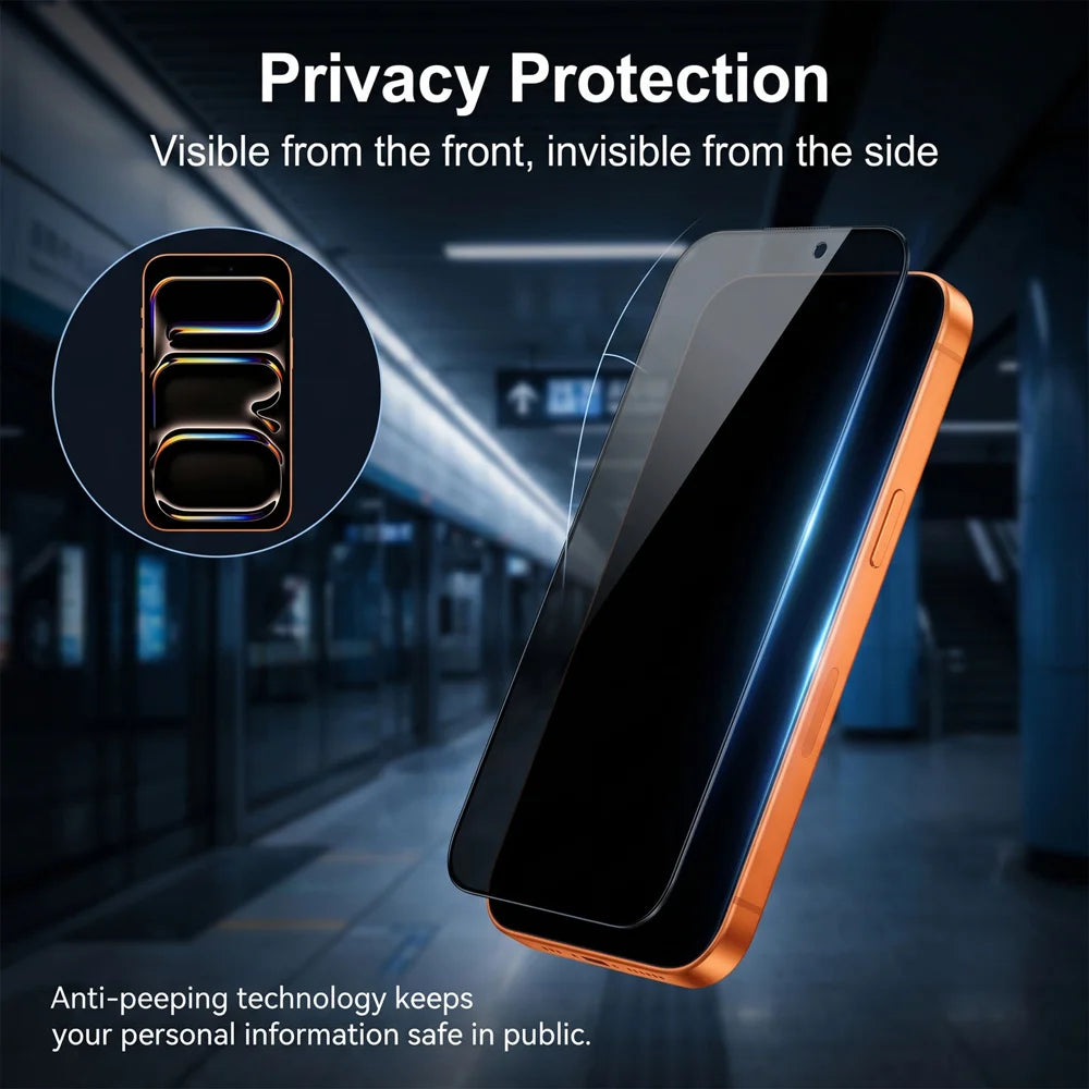 For iPhone 15 Pro Max Privacy Screen Protector AR Anti-Reflective High Aluminium-silicon Glass Anti-Spy Film - Black - 3