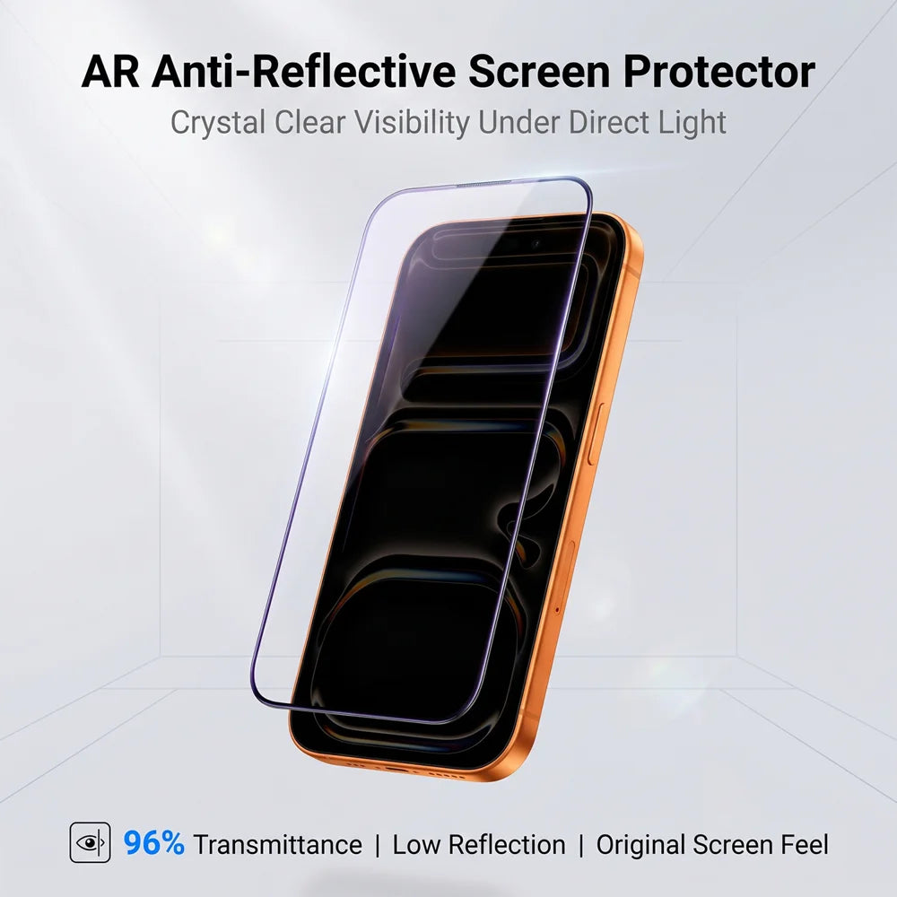 For iPhone 13 Screen Protector AR Anti-Reflective Silk Printing Clear High Aluminium-silicon Glass Film - Transparent - 2