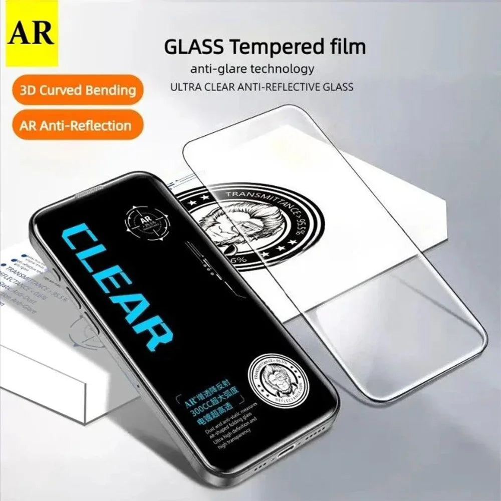 For iPhone 13 Pro 10Pcs Screen Protector AR Anti-Reflection High Aluminium-silicon Glass Silk Printing Clear Film - Transparent - 2