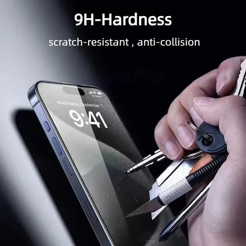For iPhone 15 Pro Max 10Pcs Screen Protector AR Anti-Reflection High Aluminium-silicon Glass Silk Printing Clear Film - Transparent - 3