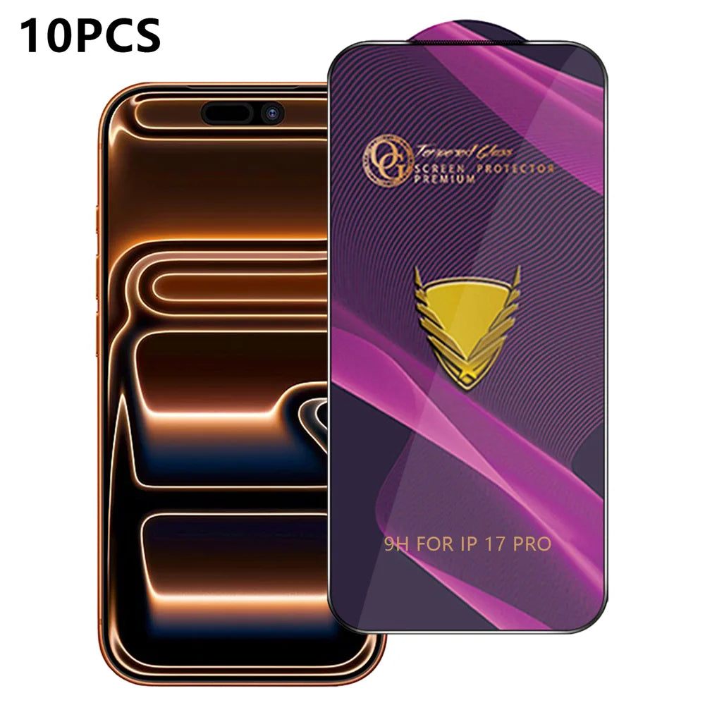 For iPhone 17 Pro 10Pcs Screen Protector Full Cover Anti-Static Clear High Aluminium-silicon Glass Film - Transparent - 1