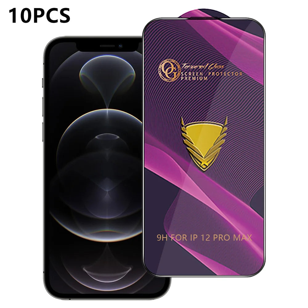 For iPhone 12 Pro Max 10Pcs Screen Protector Full Cover Anti-Static Clear High Aluminium-silicon Glass Film - Transparent - 1