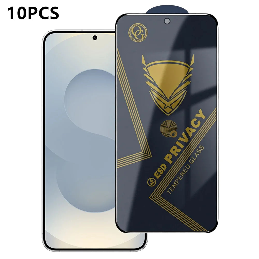 For Samsung Galaxy S25 10Pcs Privacy Screen Protector 28° Anti-Spy Anti-Static High Aluminium-silicon Glass Film - Black - 1
