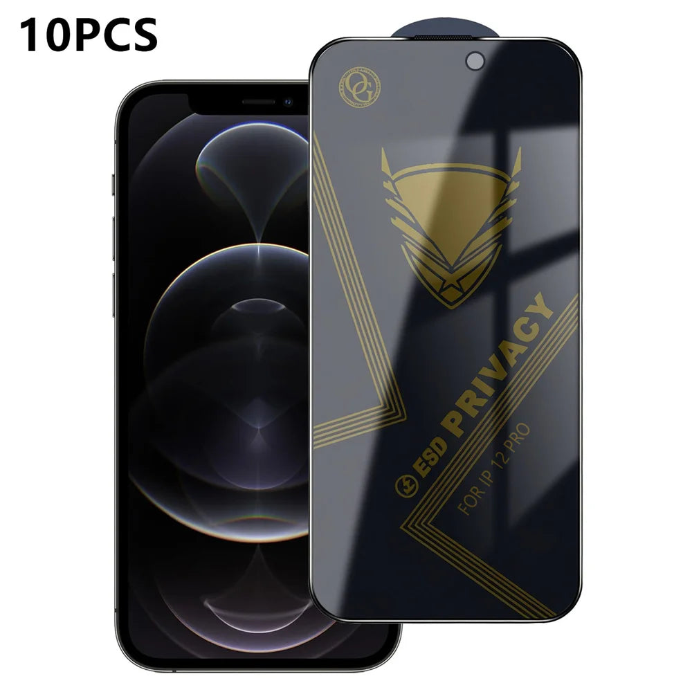 For iPhone 12 Pro 10Pcs Privacy Screen Protector 28° Anti-Spy Anti-Static High Aluminium-silicon Glass Film - Black - 1