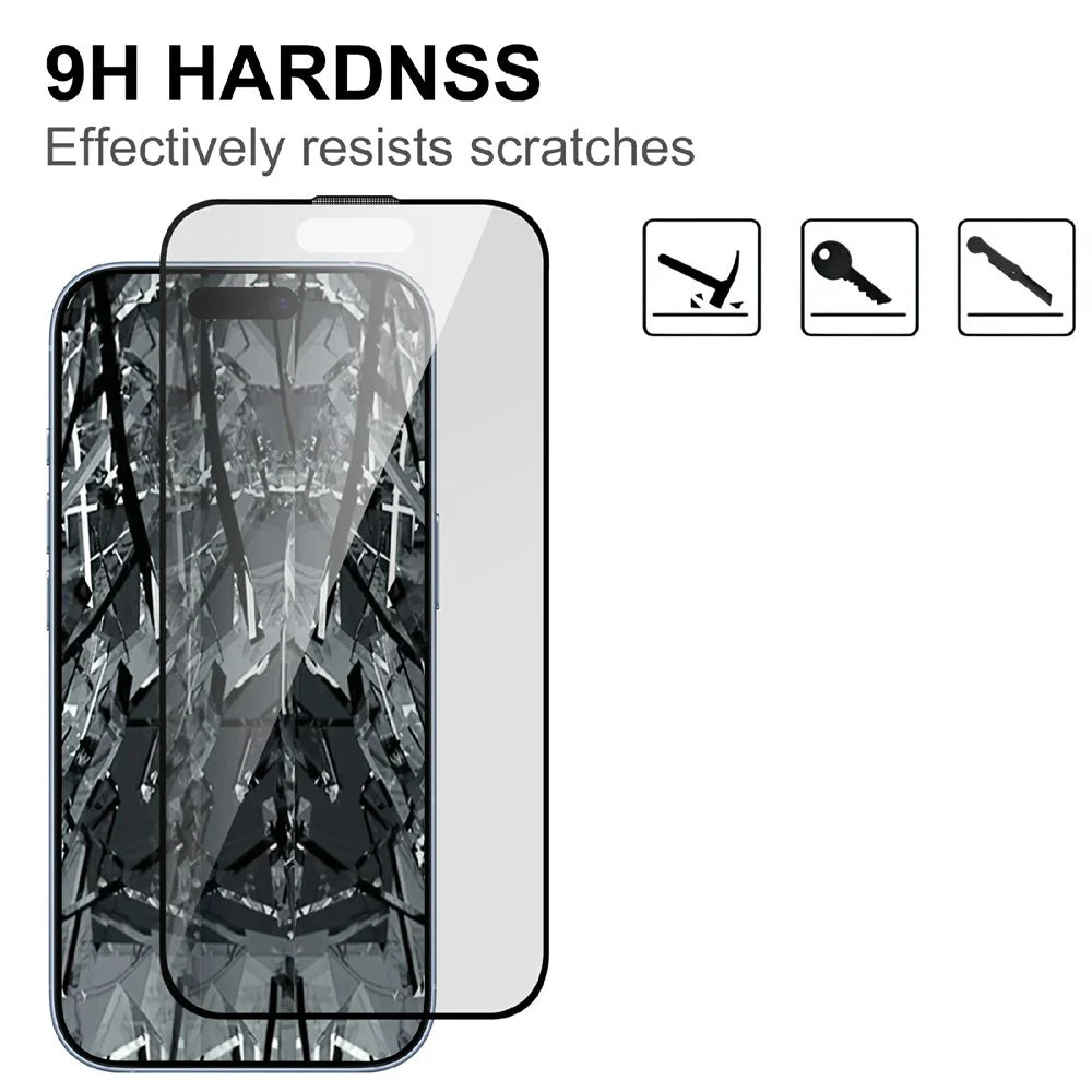 For iPhone Air AGC Glass Screen Protector Silk Printing Matte Full Glue Full Cover Film - Black - 3