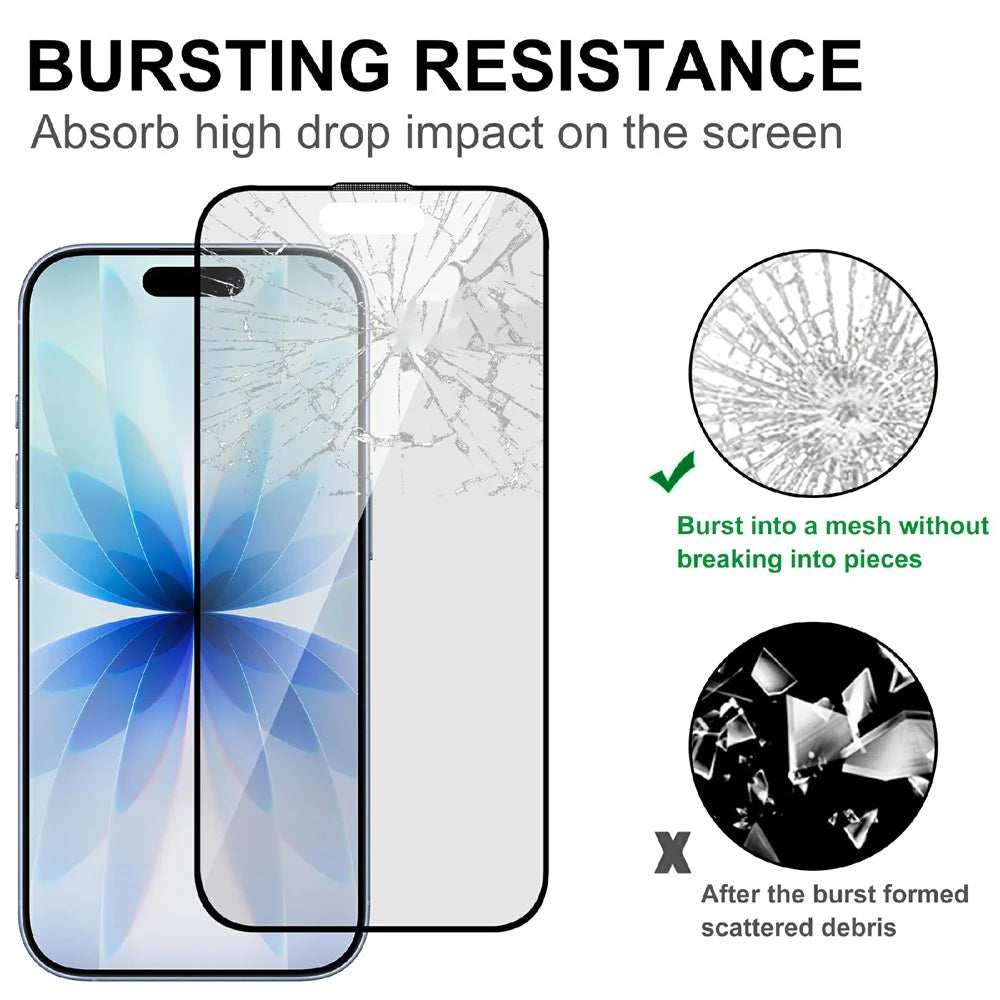 For iPhone Air AGC Glass Screen Protector Silk Printing Matte Full Glue Full Cover Film - Black - 4