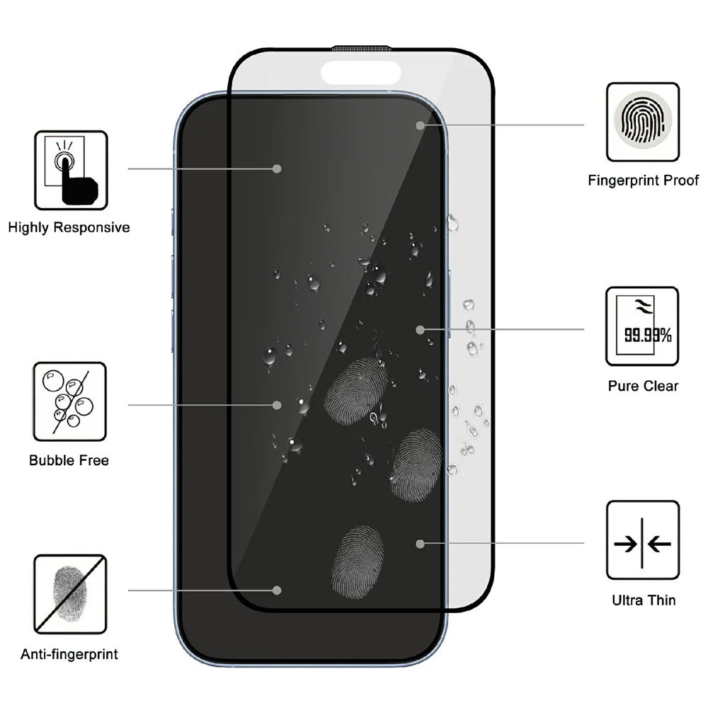 For iPhone 17 Pro Max AGC Glass Screen Protector Silk Printing Matte Full Glue Full Cover Film - Black - 2