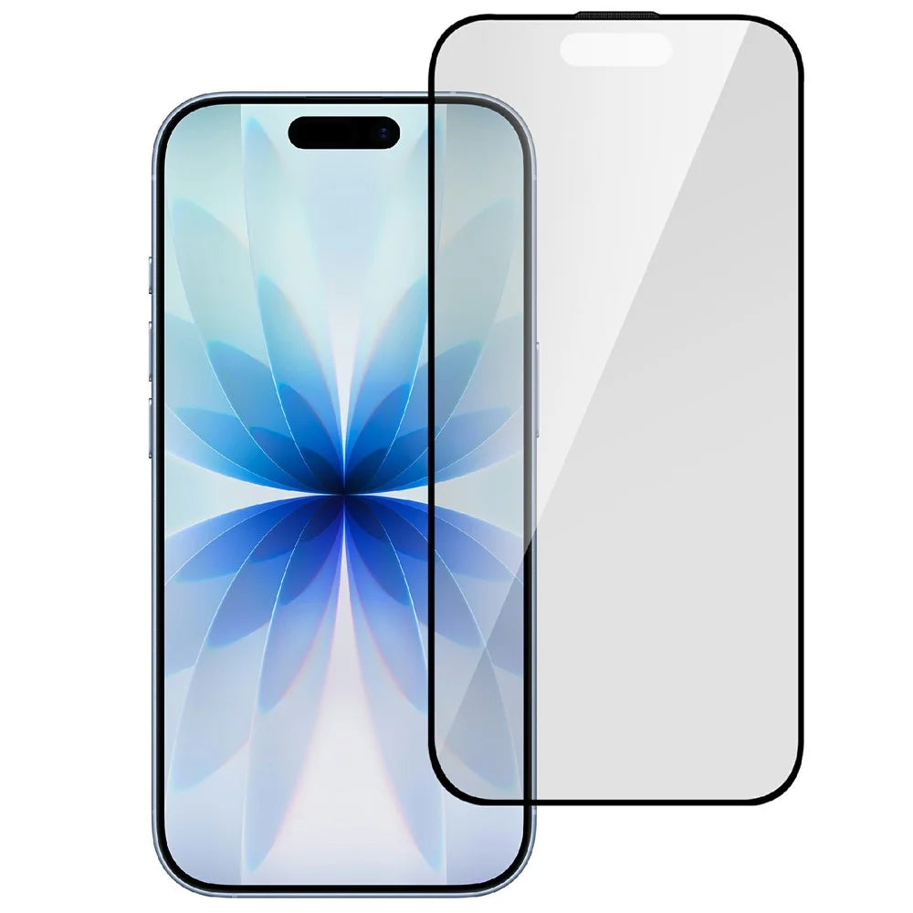 For iPhone 18 Pro Max AGC Glass Screen Protector Silk Printing Matte Full Glue Full Cover Film - Black - 1