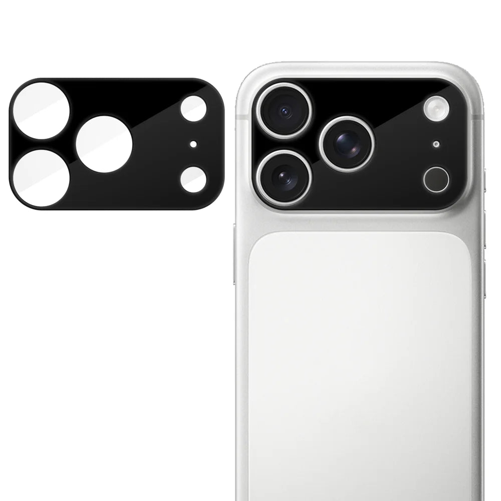 For iPhone 18 Pro Max Full Cover Camera Lens Protector Silk Print HD Anti Fingerprint AR Tempered Glass Lens Film - Black - 1
