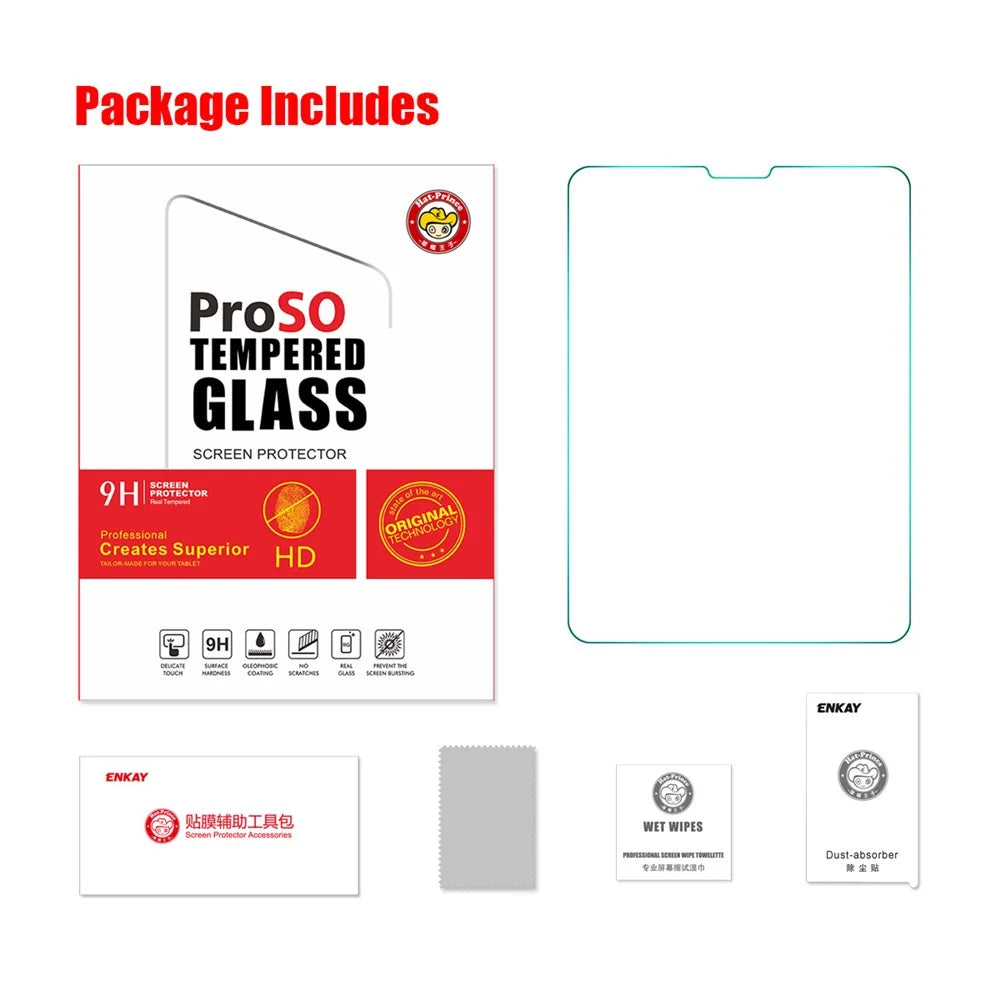 ENKAY HAT PRINCE For iPad Pro 12.9 (2022) / (2021) / (2020 / (2018) Tempered Glass Screen Protector 0.33mm 9H 2.5D Arc Edge HD Clear Full Glue Film - 7