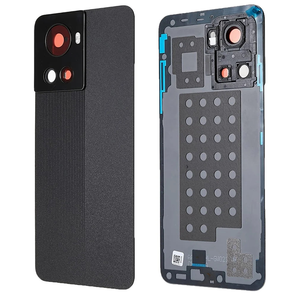 For OnePlus 10R 5G OEM Battery Housing with Adhesive Sticker + Camera Lens Cover - Black - 1